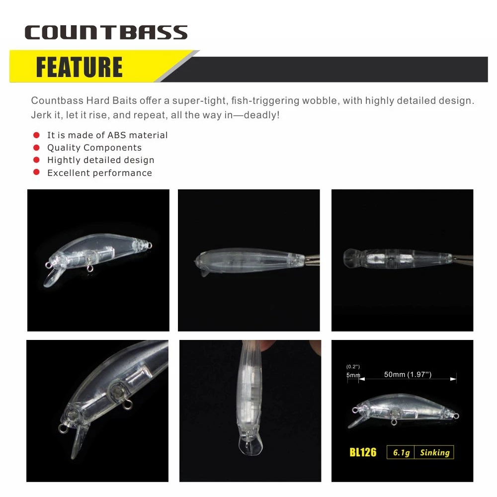 Countbass 10Pcs Blank Hard Bait Bodes, 40mm/1.6\