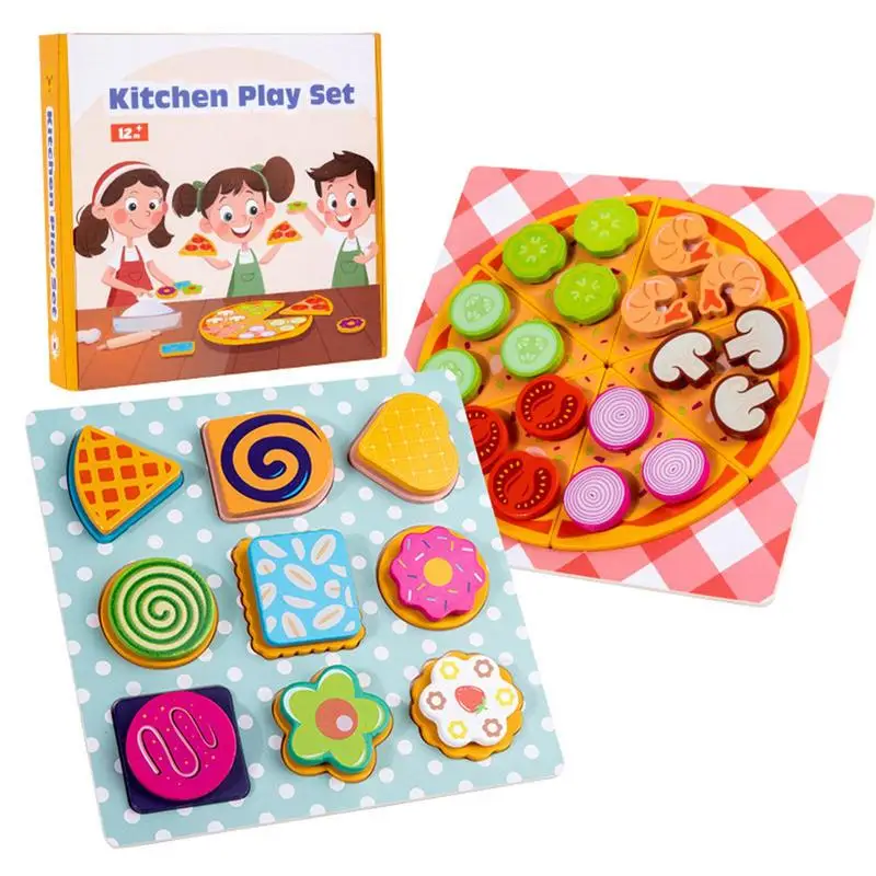 

Shape Matching Game For Kids Toddler Matching Toys Wooden Fine-Motor Pizza Cookie Design For Preschool Kindergarten Classroom