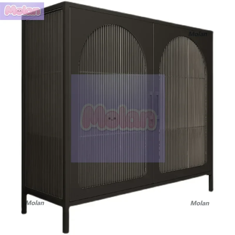 

Simple modern side cabinet household living room locker tempered glass cabinet wrought iron tea cabinet cupboard wine cabinets