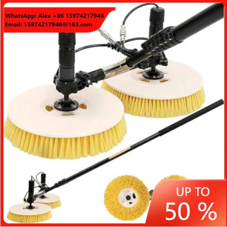 5.5 Meter Telescopic Double Head Photovoltaic Systems Cleaning Brush With Less Water Lithium Battery