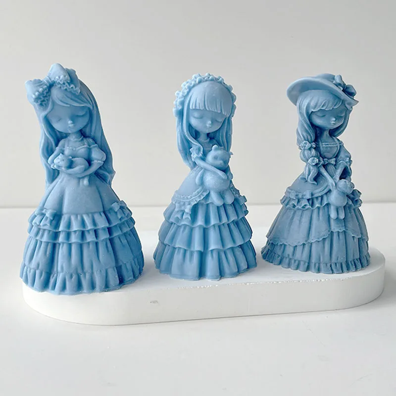 3d Prinses Pop Kaars Siliconen Mal Diy Schattige Jurken Meisje Handwerk Geurkaars Maken Gips Hars Mal Ambachtelijke Decor Cadeau