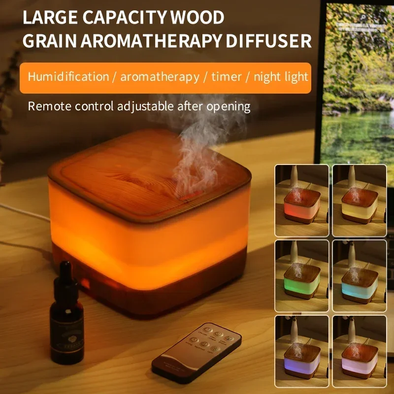 Atomizer Essential Oil Diffuser Volcano Fog Maker Flame Humidifier Essential Oil Defuser Light Remote Control Electric Home Use