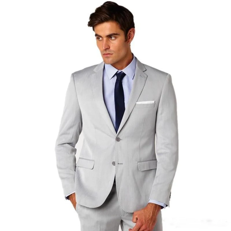 

New Slim Fit Men Wedding Suits Two Buttons Notched Lapel Groom Tuxedos (Jacket+Pants) Groomsmen Mens Suits Custom Made Business