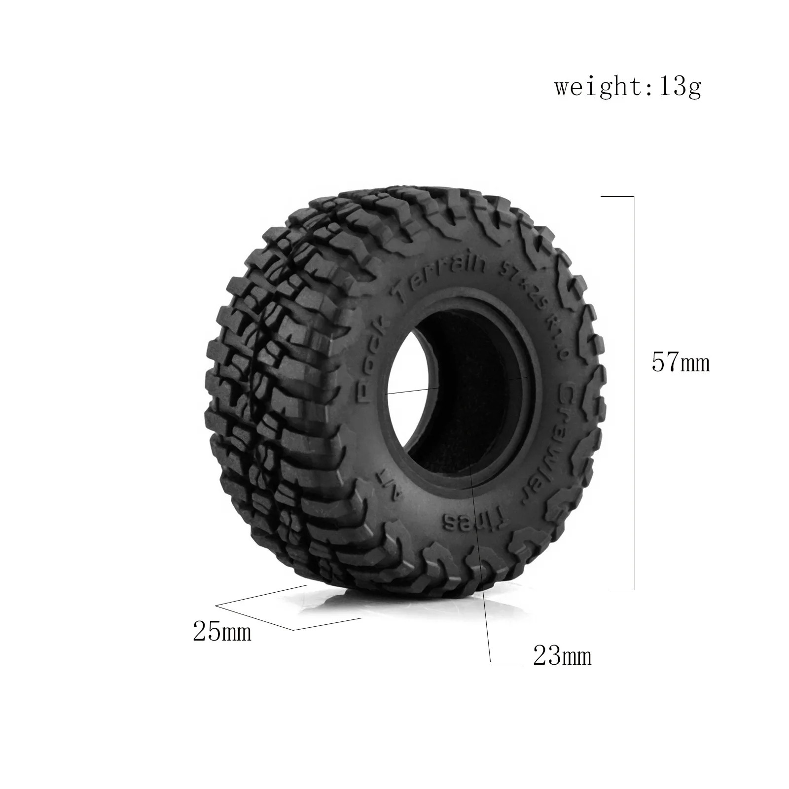 4 sztuki 1.0 opony do kół opony 57*25mm dla TRX4M 1/24 gąsienica RC osiowe SCX24 FMS FCX24 RC ulepszenie samochodu