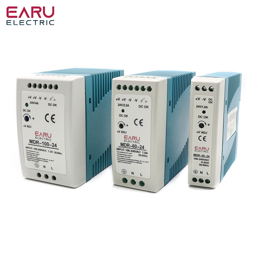 MDR-10W 20W 40W 60W 100W AC100-240V Input Mini Din Rail Switch Power Supply Voltage Transformer DC 5V 12V 15V 24V 48V Output