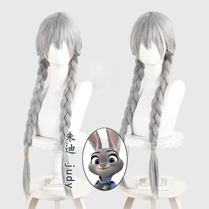 

Anime Judy Cosplay Hopps cosplay Wig Heat Resistant Synthetic Hair with Rose net Carnival Halloween Party Props