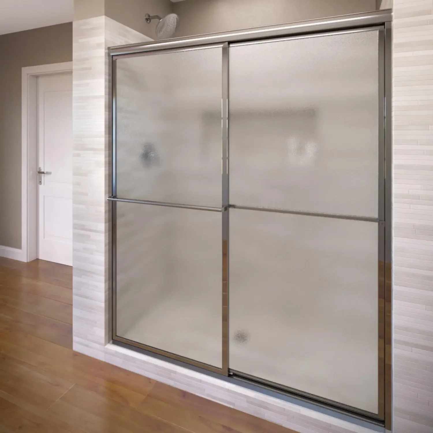 Shower Door Deluxe Framed Sliding Shower Door Fits 38 To 40 Inch Opening Obscure Glass Silver Finish Ensures Stability