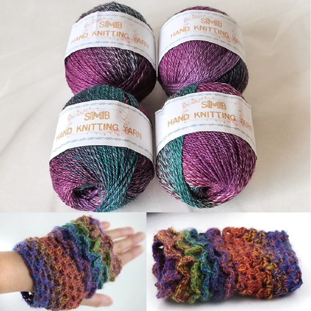 4-Pack Rainbow Wool Blend Yarn Set - 4-Ply Gradient Crochet Thread Bulk for Hand Knitting Winter Scarf, Shawl & DIY Craft Kit