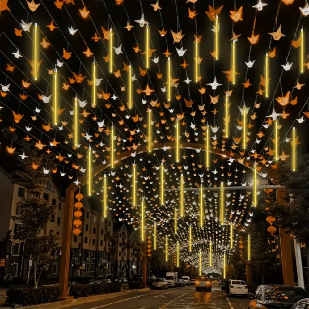 1/2/3/4 Set LED Meteor Shower Rain Light Waterproof Outdoor Lights Garland Street Garland Ramadan Wedding Decoration Navidad