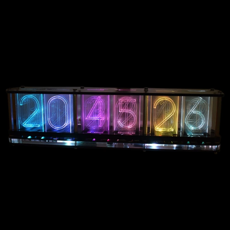 Glow Tube Clock Imitate Full Color RGB Music Spectrum DIY Kits Decoration Gift Light Night Light Digital