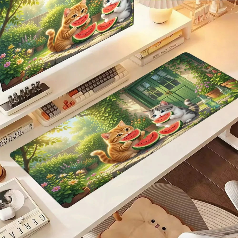 Tapis de souris et organiseurs de bureau à motif Sunshine Courtyard Cat Melon Party