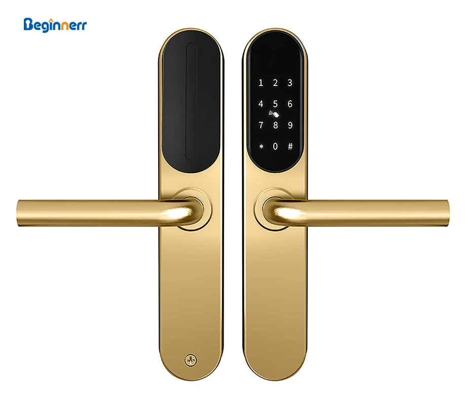 

Умный врезной замок Gold Password Euro 6072 для ПВХ-дверей с поддержкой Tuya WiFi, TTLock, PIN-кода, карты M1, для отелей и Airbnb, цифровой, алюминиевый.