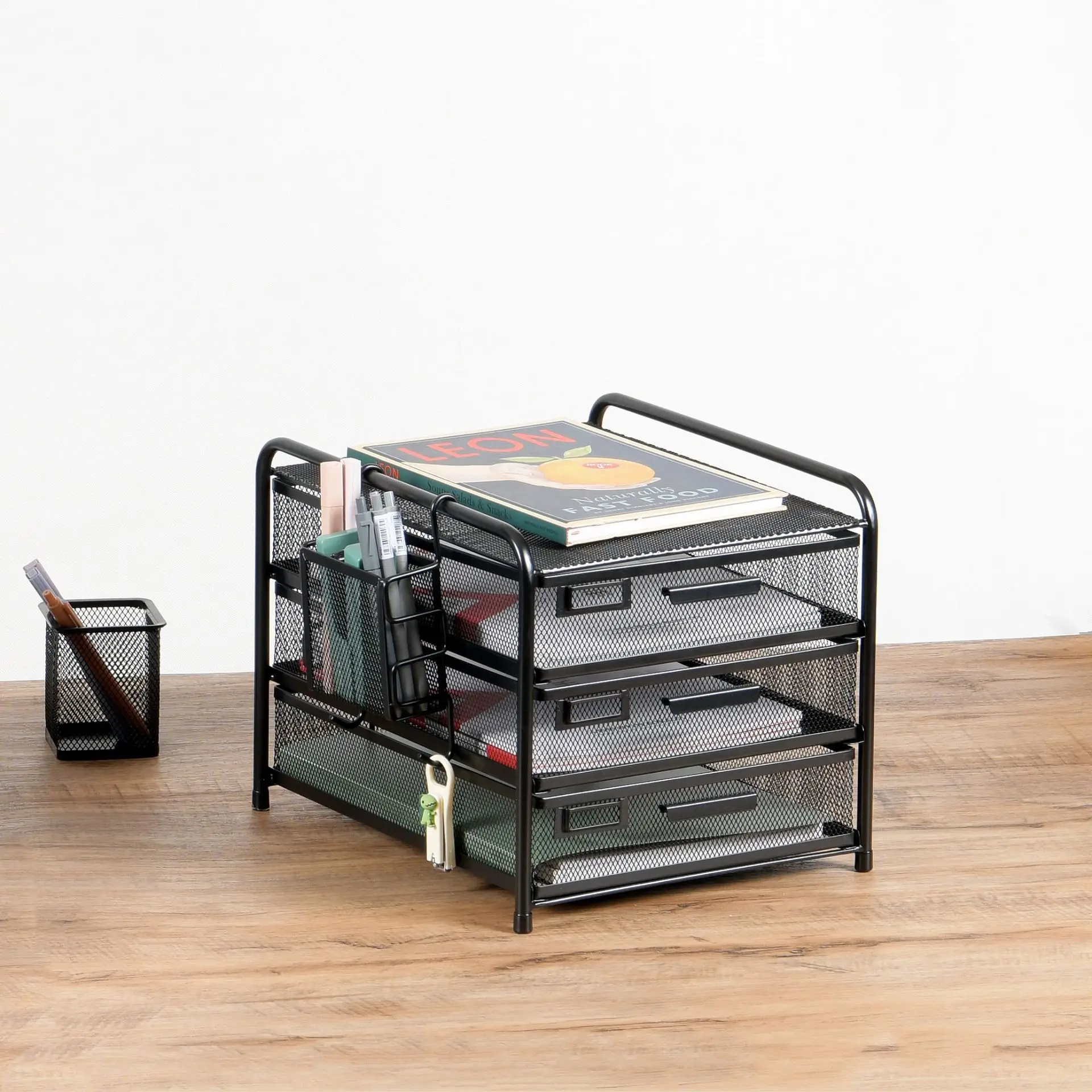 Multifunctional Office Desktop File Sorting And Storage Box 2nd Floor, 3rd Floor, 4th Floor File Holder Metal Mesh Storage Rack