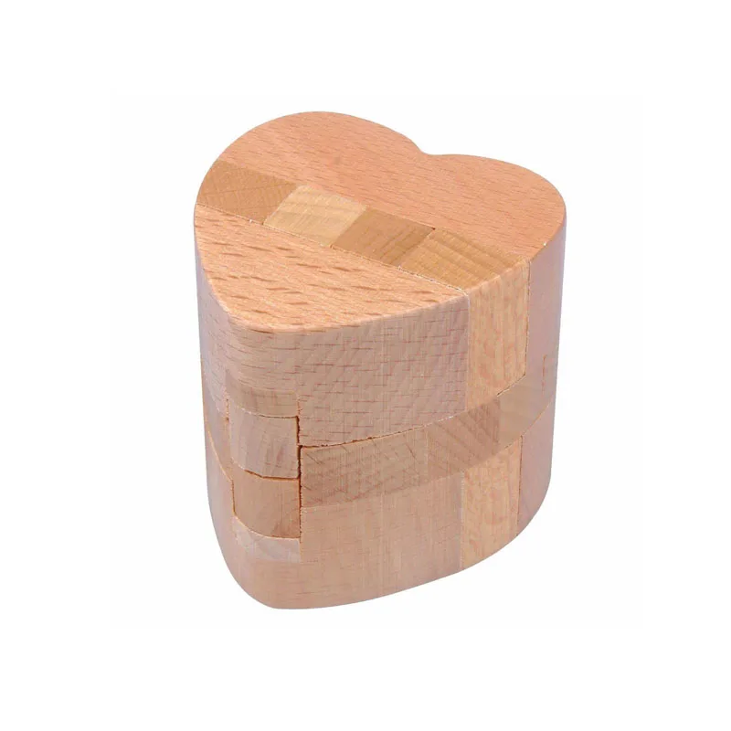 Luban Lock Heart Shaped Puzzle Wooden Disentanglement Brain Teaser Puzzles IQ Test Mind Challenge Toys For Kids Adults - view 5