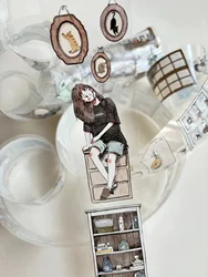 KaiXiaoXun Vintage House Window Corner Girl Washi PET Tape for Card Making Decoration DIY Scrapbooking Plan Stickers