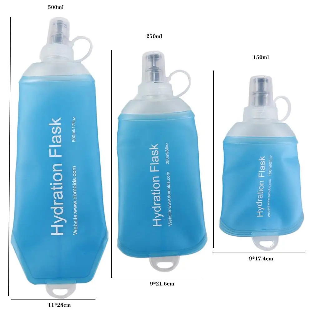 Soft Flask Folding Water Bottle Hiking Water Bag Blue Collapsible Water Bottle TPU Sport Water Bottle Running