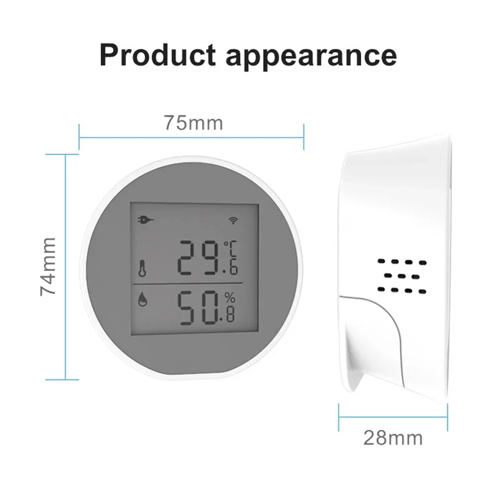1pc Smart Indoor Temperature/Humidity Sensor App Controlled Abnormal Alarm With LCD Screen For Tuya Thermometer Accessories