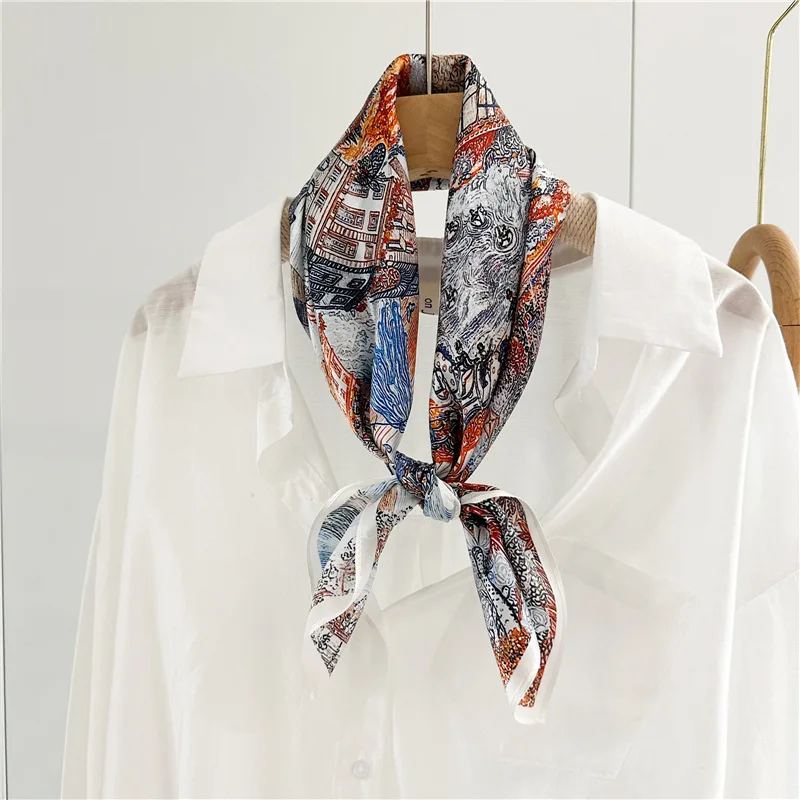 Foulard de luxe en soie de mûrier pour femmes, châles doux, sac de tête et de cou, ceinture Bandana, accessoires cadeau