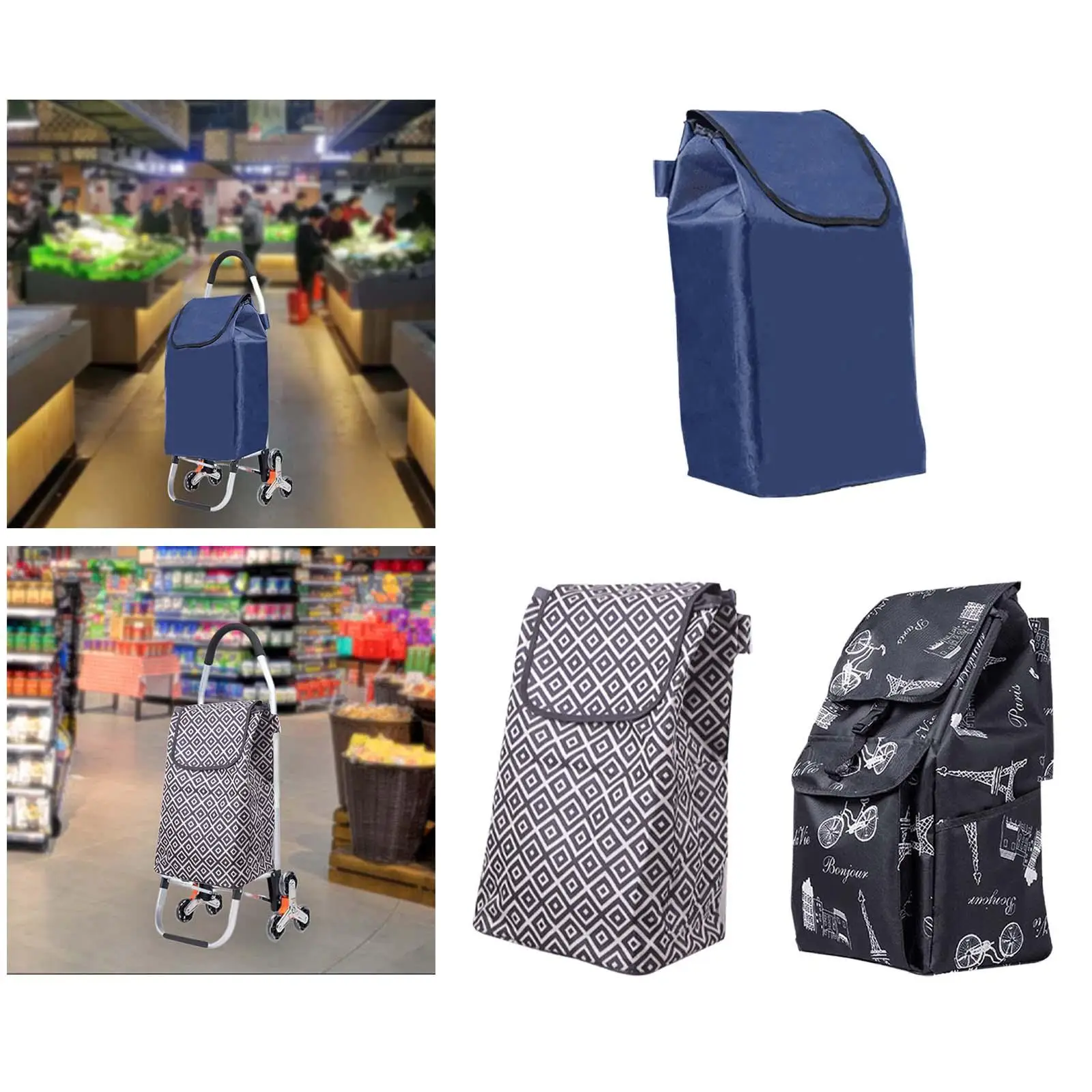 

Shopping Cart Replacement Bag Reusable Multifunctional Folding Trolley Bag for