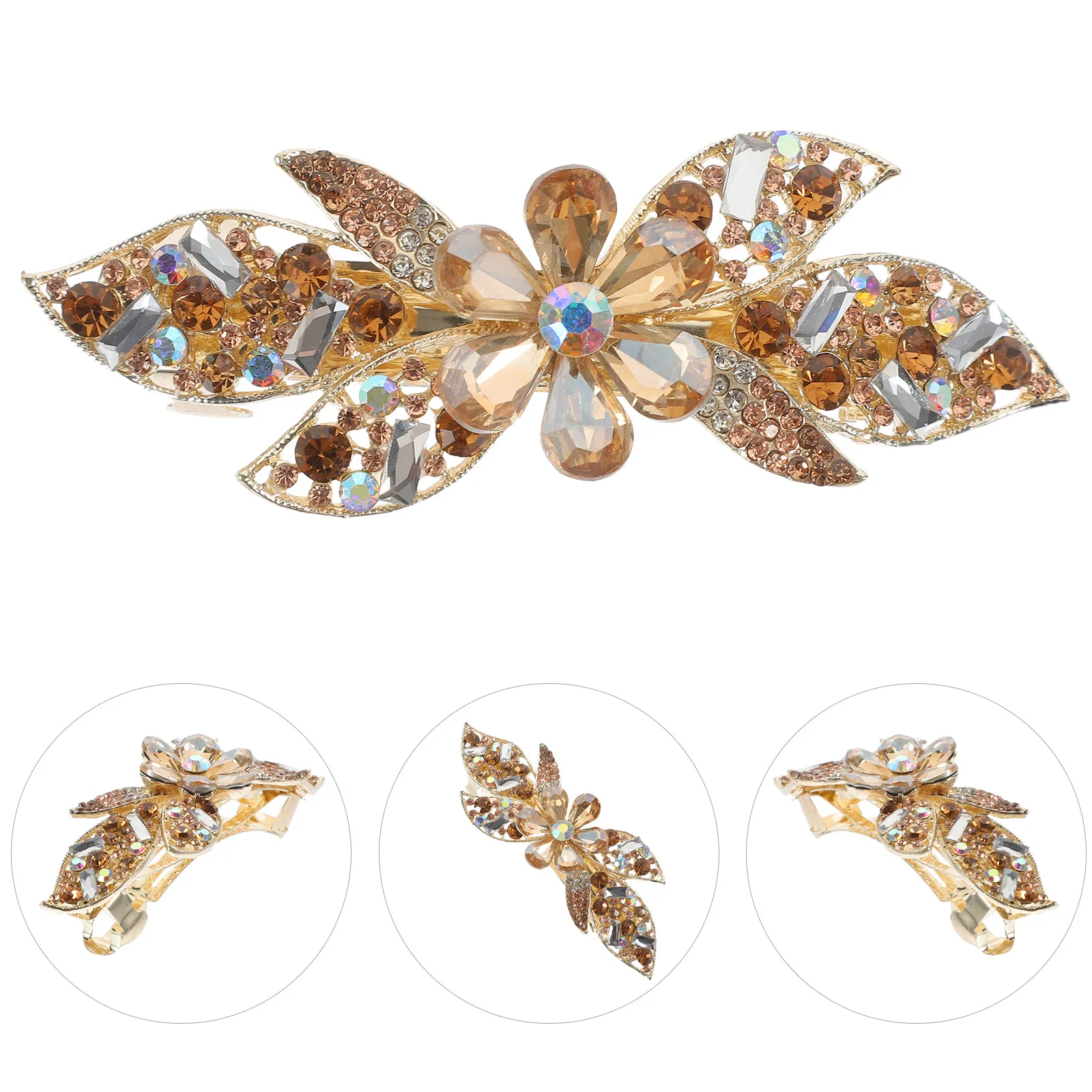 

Rhinestone Hair Clip Purple Flower Hairpins Thick Hair Easy Wear Durable Shiny Accessories Wedding Birthday