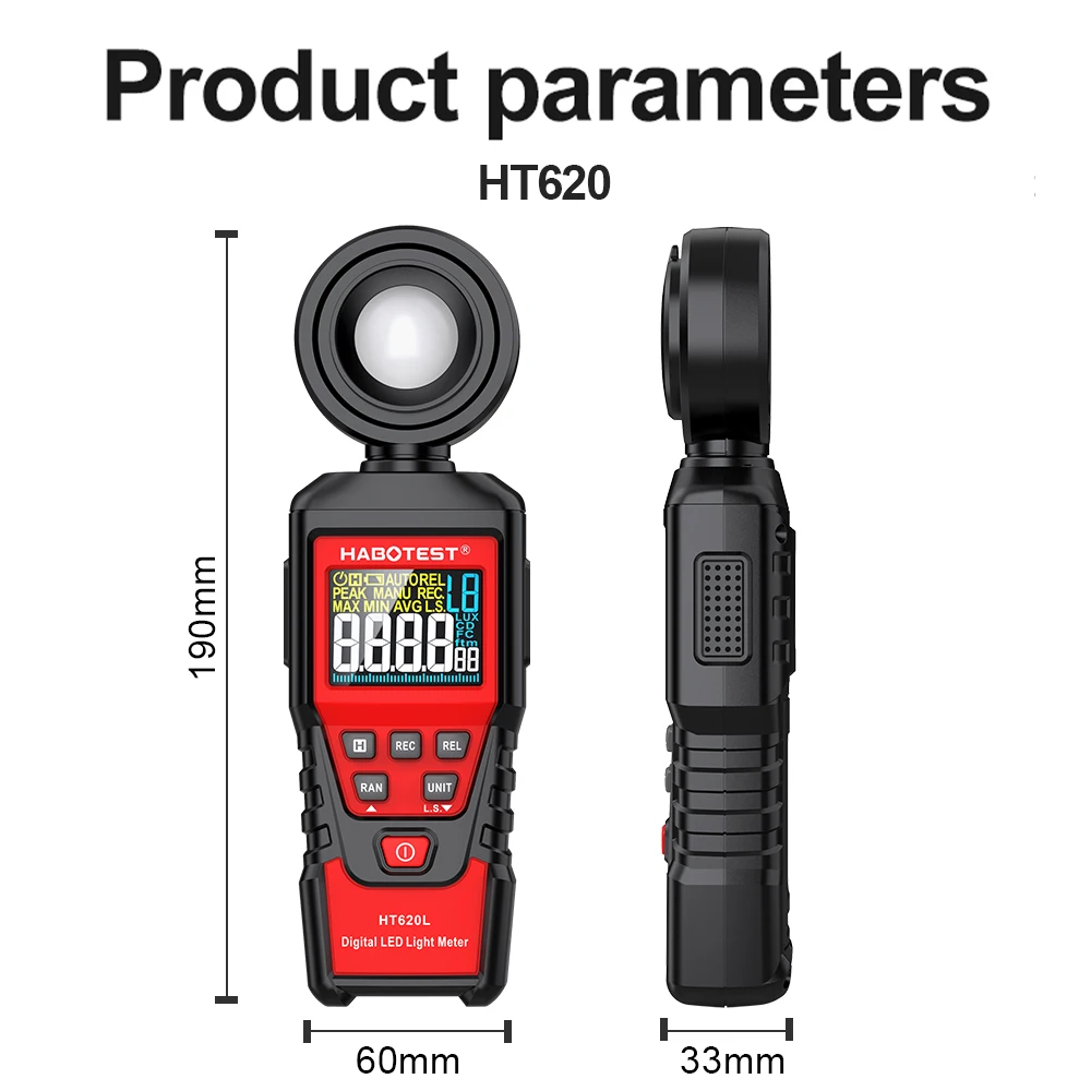 HABOTEST Digital Lux Meter illuminometer 0-100000LUX/FC Light Meter Lux/FC Measure Tester Sensor Photometer Environmental Meter