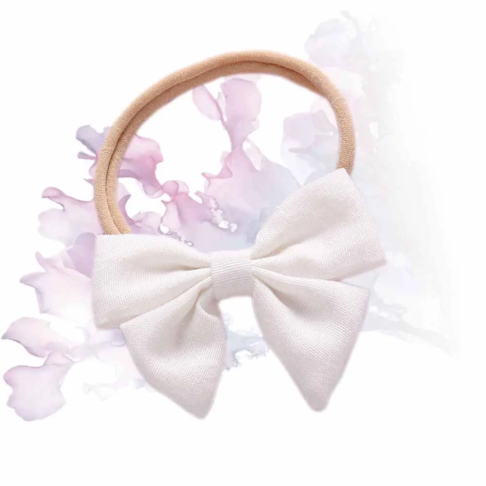 

Baby Headband White Handmade Fabric Bow Soft Comfortable Hair Accessory for Newborn Infant Toddler Photo Shoot Party