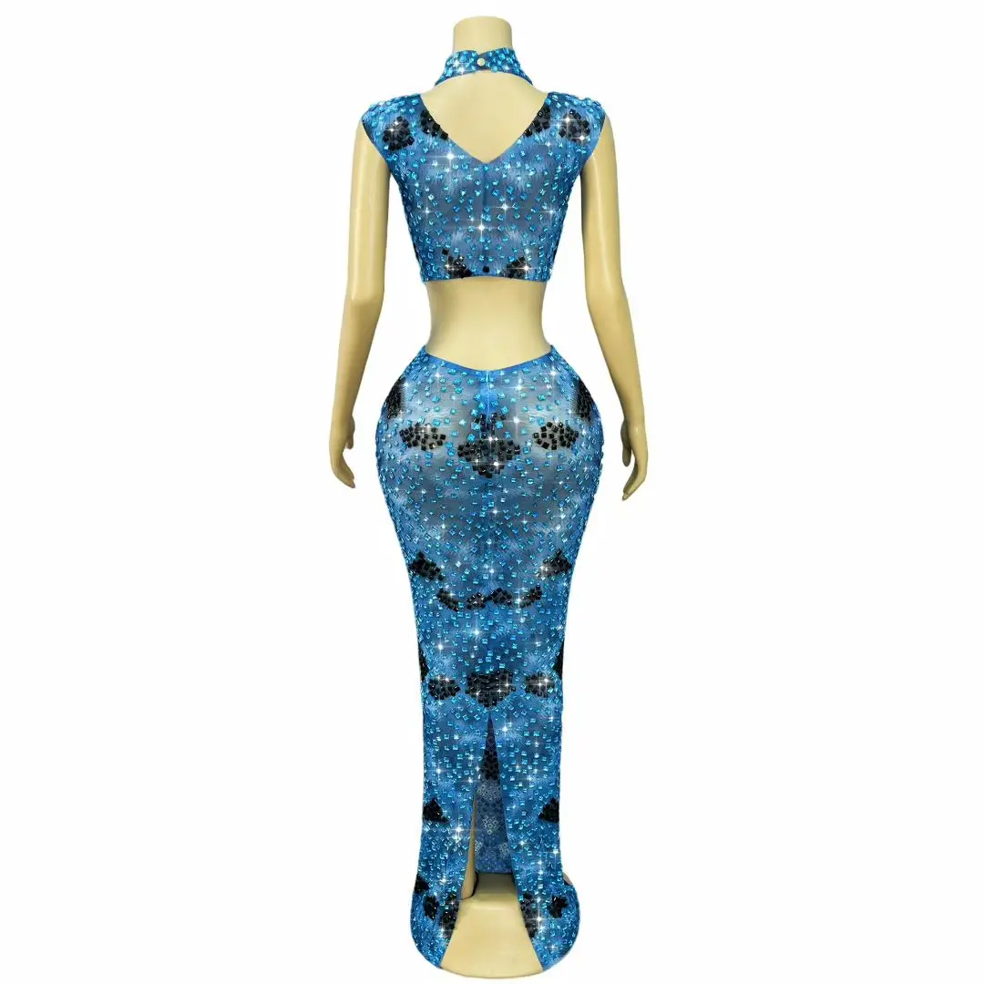 ชุดราตรีหรูหรา Huanqing ชุดเซ็กซี่สั้นประดับคริสตัลหลากสี กระโปรงทรงเข้ารูป ชุดออกงานพรอม ชุดงานเลี้ยงคืนสู่เหย้า