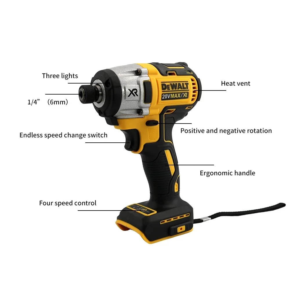 Imagem -05 - Broca Elétrica Impact Driver 3250rpm Velocidade Motor Brushless Ferramentas Elétricas Chave de Fenda para Bateria 20v Dewalt-dcd887