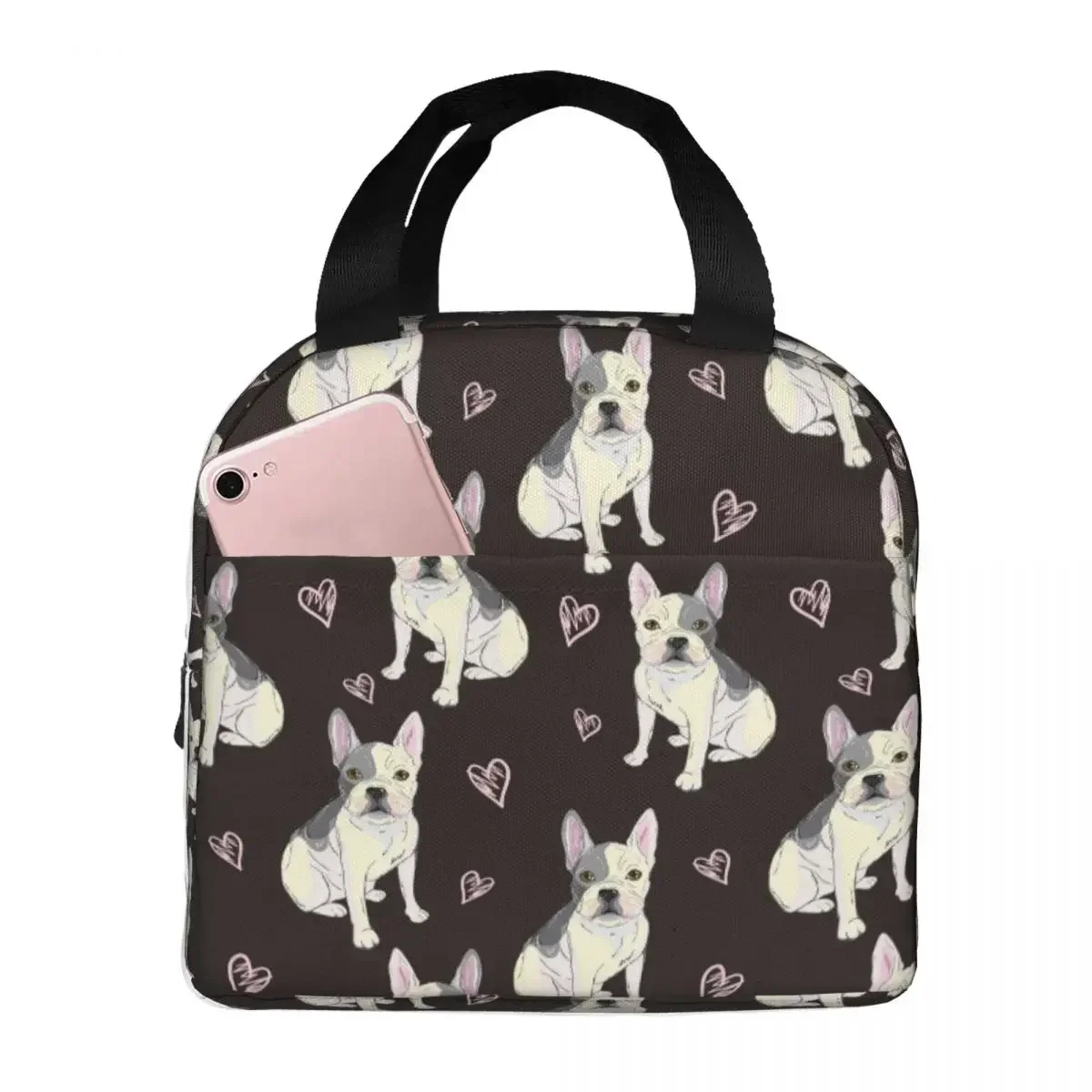 

French Bulldog Dog Lunch Bags Waterproof Insulated Cooler Bags Animal Thermal Cold Food Picnic Travel Lunch Box for Women Girl