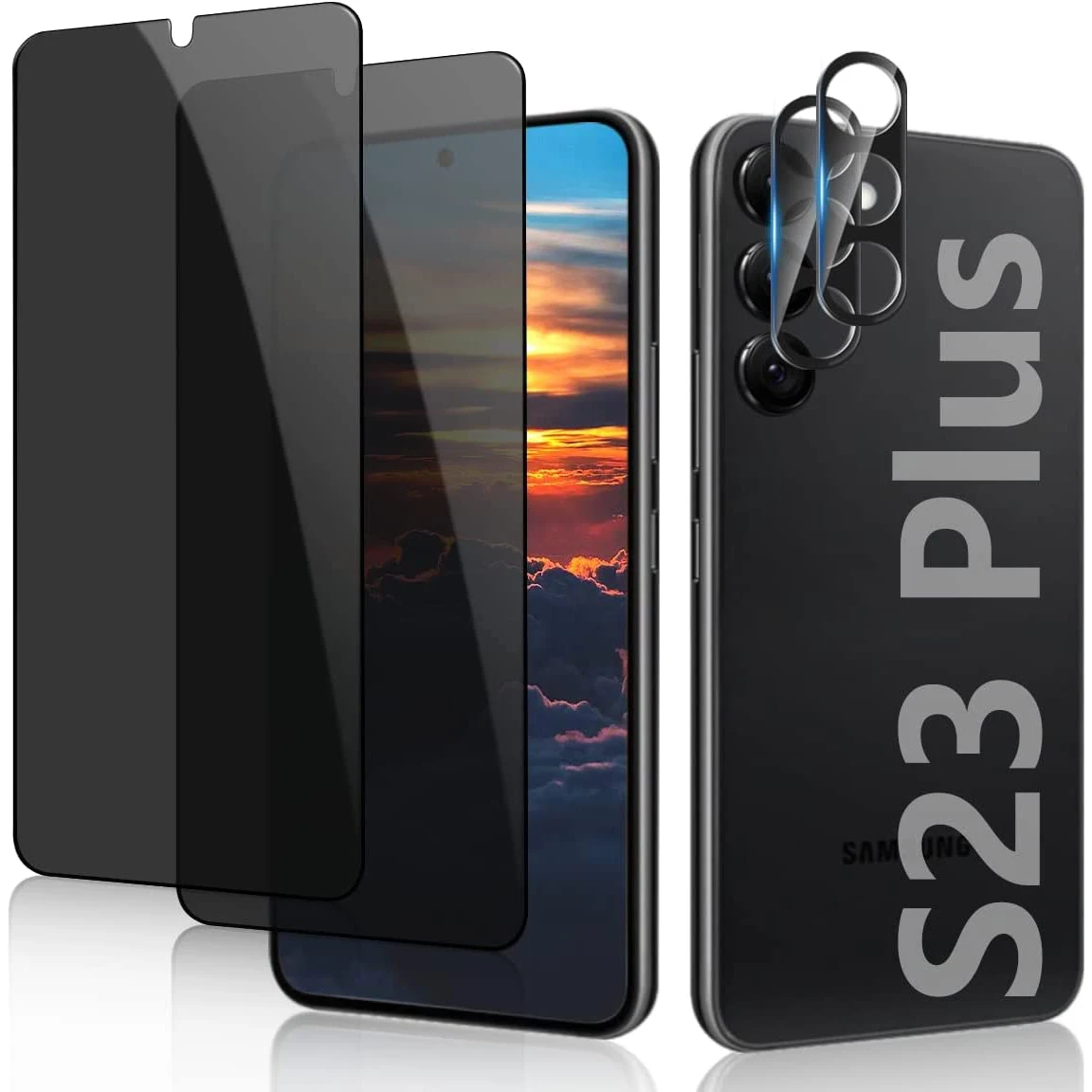 

[2 + 2 упаковки] Защита для экрана из закаленного стекла для Samsung Galaxy S23 Plus + защита для объектива камеры