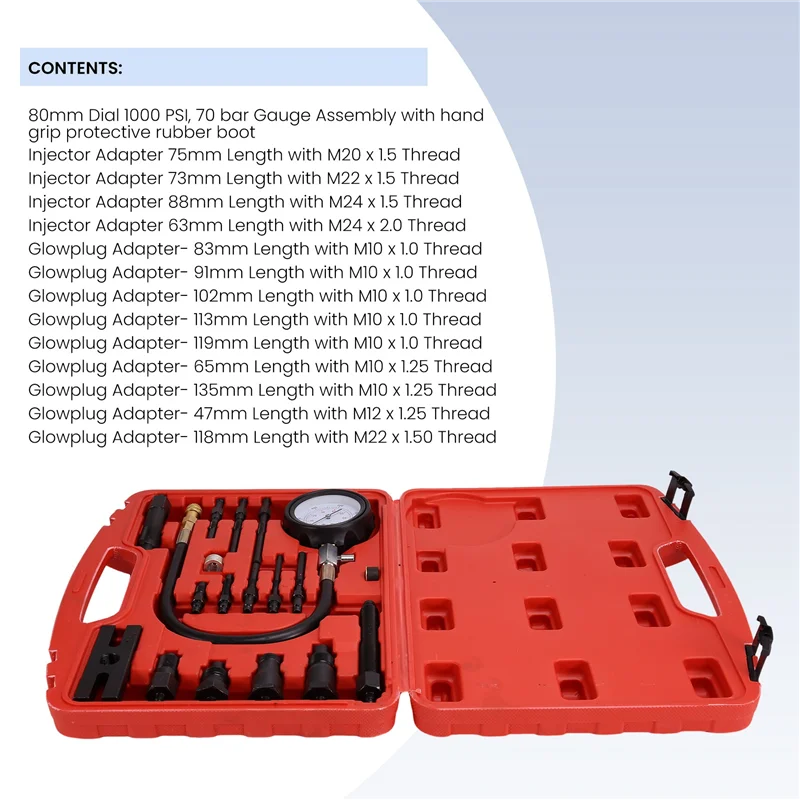 

OB-TU-15B Pressure Gauge Engine Compression Tester Set Kit Cylinder Test Gauge