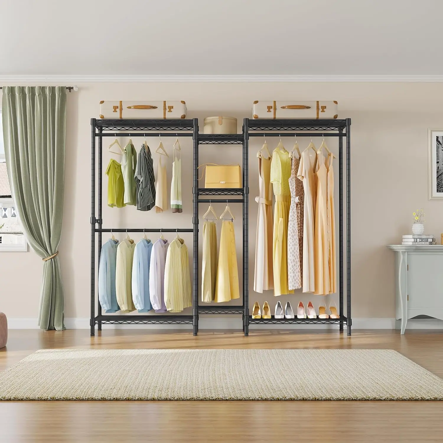 Medium Wire Garment Rack Heavy Duty Clothes Rack for Hanging Clothes, Metal Freestanding Closet Wardrobe Rack, 71.2" L x 14.6" W