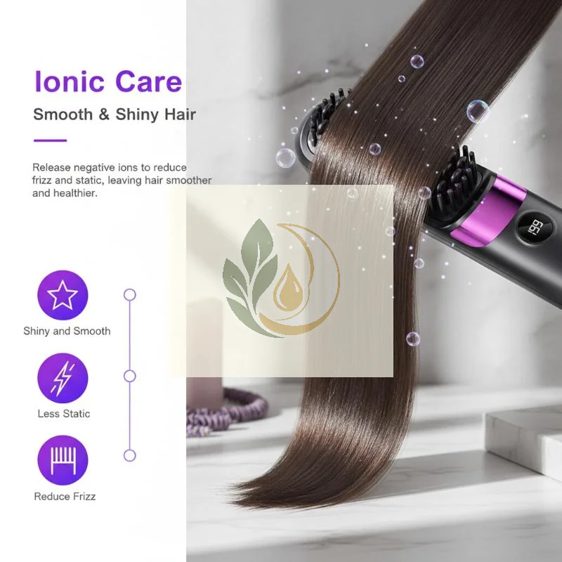 Mini Hair Straightener Brush LCD Display Cordless USB Charging Constant Temperature for Home Travel Use