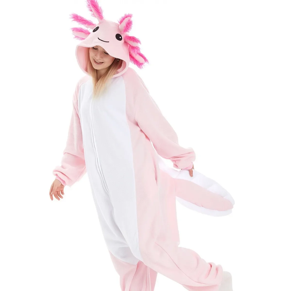 Adults Unisex Salamander Animal Pajama Women Fish Onesie Sleepwear Girl Anime One-Piece Birthday Gift Cosplay Kigurumi Costume