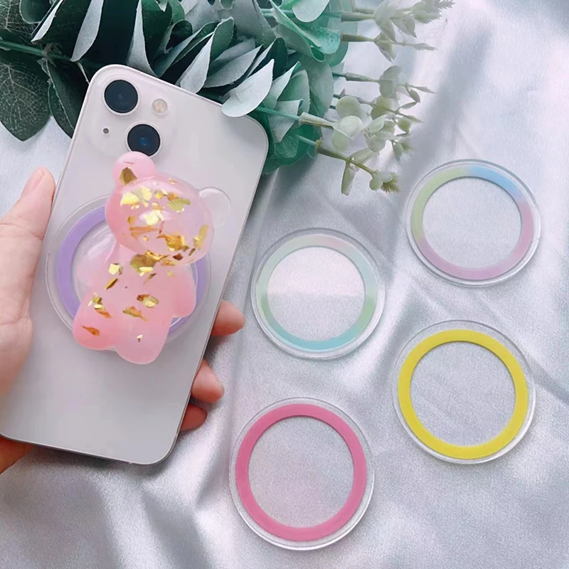 Round Mac Safe Magnetic Base Sticker For IPhone 15 14 13 12 11 Pro Max Magsafe Socket Pocket Grip Bracket Expanding Stand Holder