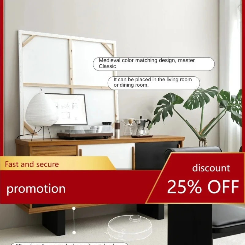 

Низкий напольный шкаф-органайзер из массива дерева в скандинавском стиле, простой ретро-дизайн для гостиной