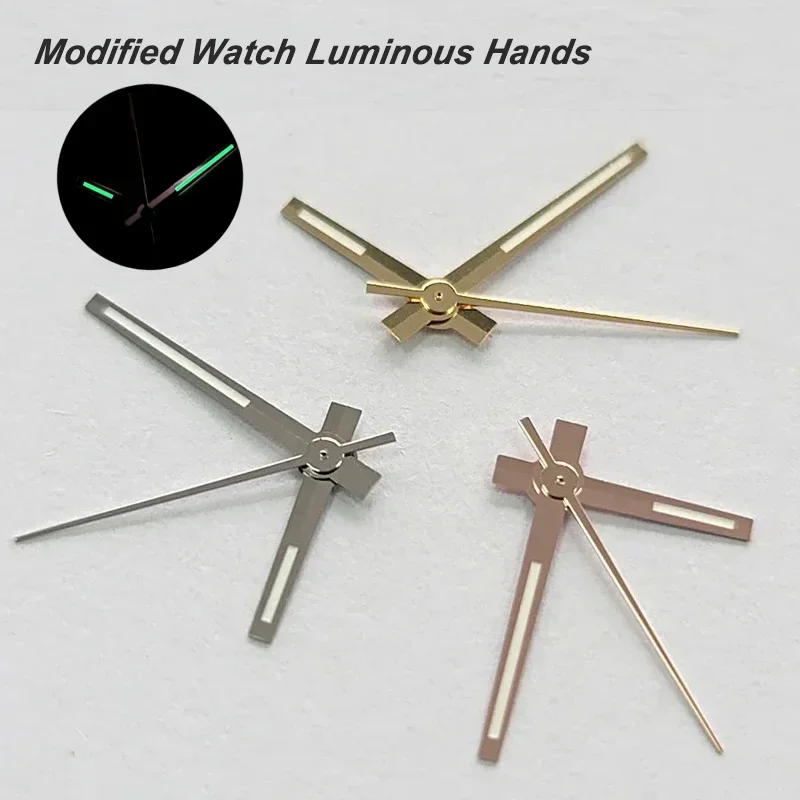 Modified Watch Hands Green Luminous Logbook Needle Silver Gold Rose Watch Accessories for NH35/NH36/4R/7S Movement