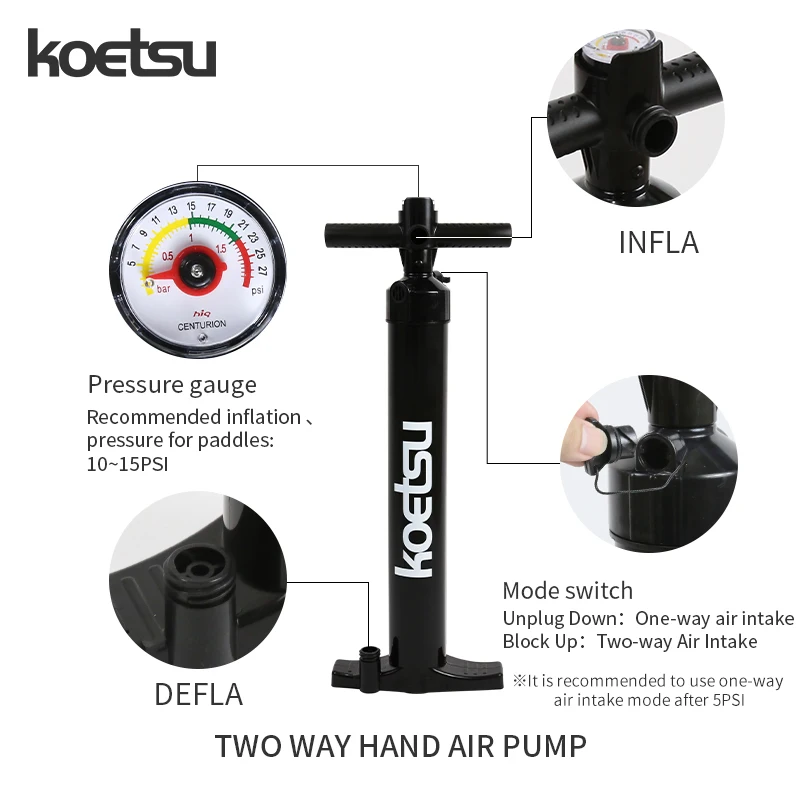 KOETSU Inflatable paddle board Inflatable Surfboard Accessories Two-way Air Hand Pump Is Easy to use and carry for koetsu