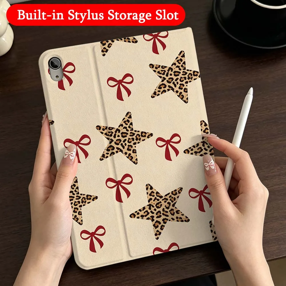 Cute Star Leopard For iPad Mini Pro Air 5 6 7 8 9 11 9.7 7.9 10.9 13 12.9 inch Folding Automatic Sleep/Make Tablet Case