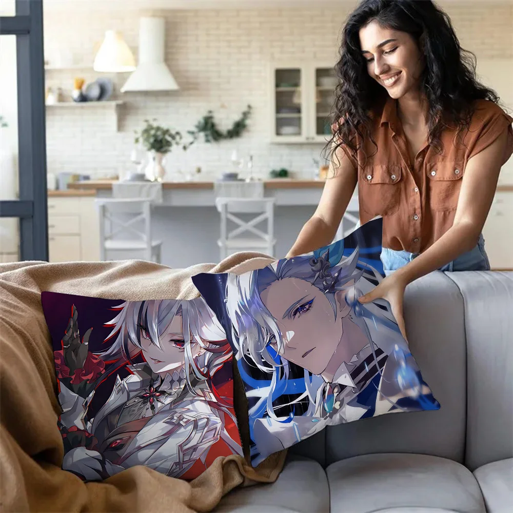 Hot Games Genshin Impact Pillow Covers Cartoon Sofa Decorative Home Double-sided Printing Short Plush Cute Cushion Cover