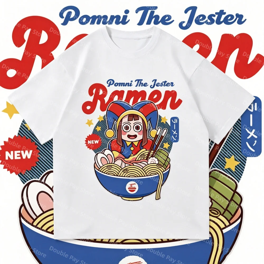 

The Amazing Digital Circus Jax Ramen Kids T Shirt Fashion Women Caine Pomni T-Shirt Unisex Cute Rabbit Noodles Men Tees Shirts