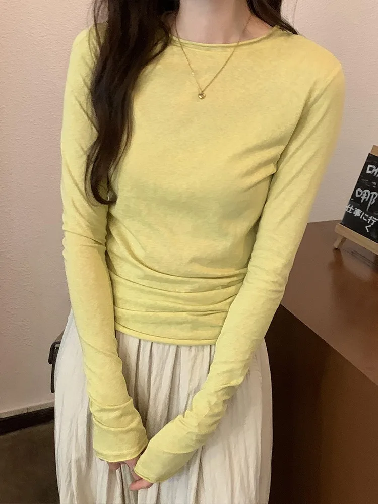 Ultra-Thin Long-Sleeve Sun-Protective T-Shirt Women's Autumn New Versatile Breathable Cover-Up Slimming Top Korean Style Commute