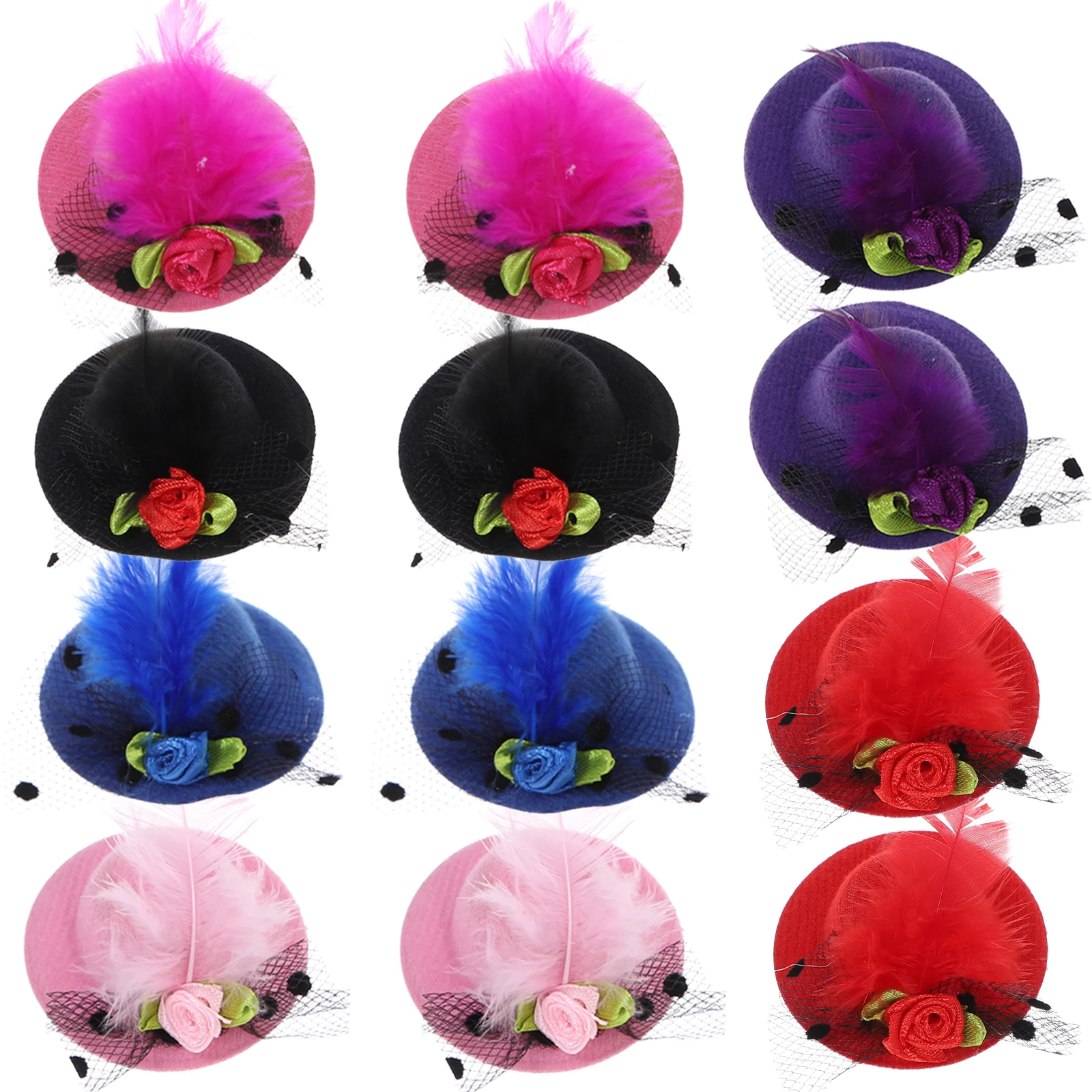 

12pcs 5.5Cm Hat Hairpin Party Clip Chic Hair Accessory For Birthday Christmas Everyday Wear Small Hat Hair Clamp