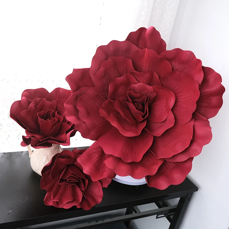 Multiple Sizes 30CM40CM50CM60CM Large Artificial Flower Heads PE Giant Home Decor DIY Party Wedding Background Wall Decoration