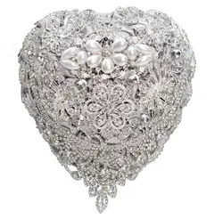 Flores de seda para boda, Joyería de diamantes de imitación, broche de plata, ramo, broche de oro, vestido de novia, ramo de novia, S104