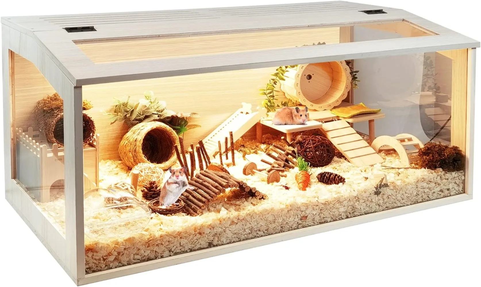 Hamster Cage 48 Inch Wooden Extra Large Mice and Rat Habitat Openable Top with Acrylic Sheets Solid Built 48 Inch