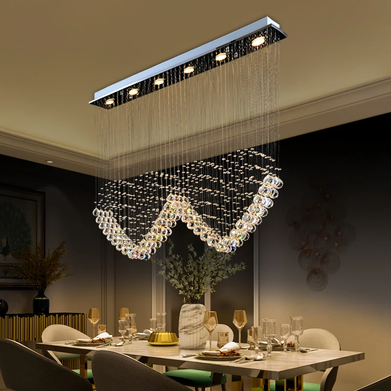 

Light Luxury Simple Fashion Restaurant LED Chandelier Heart Design Sense Crystal Hotel Bar Chandelier Atmospheric Lighting Lamps