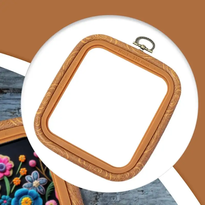 إطارات التطريز لعرض التطريز هوب مربع تقليد الخشب التطريز الإطار جولة اللحف لوازم الرجعية إبرة