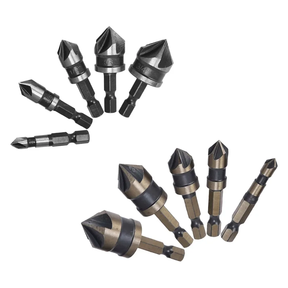 

5pcs Countersink Drill Bit Set with 82 Degree Precision Tip for Smooth For Drilling in Stainless Steel and Wood