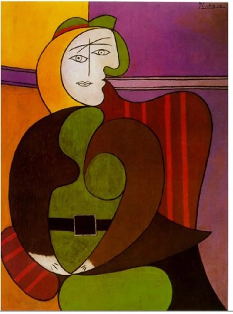 100% Handmade High Quality Oil Painting Reproduction on Linen Canvas,Le Fauteuil Rouge by Pablo  Picasso,Abstract Oil Painting